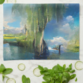 Willow tree to sky Abstrakt Geschirrtuch (Gefaltet)