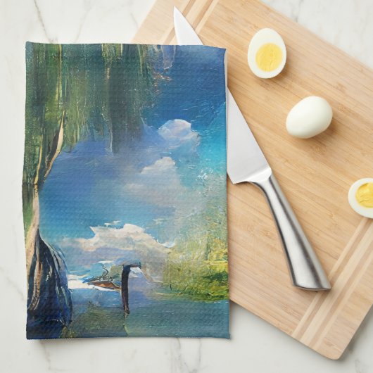 Willow tree to sky Abstrakt Geschirrtuch (Viertel Falte)