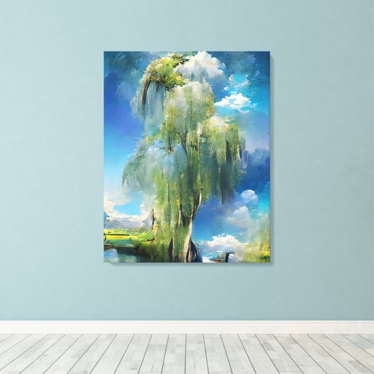 Willow tree to sky Abstrakt Leinwanddruck (Insitu (Holzboden))