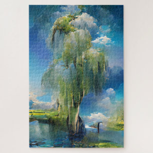 Willow tree to sky Abstrakt Puzzle