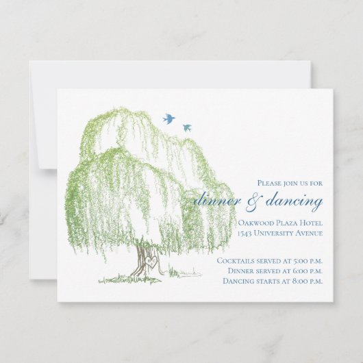 Willow Tree Wedding Reception Card Einladung (Vorderseite)