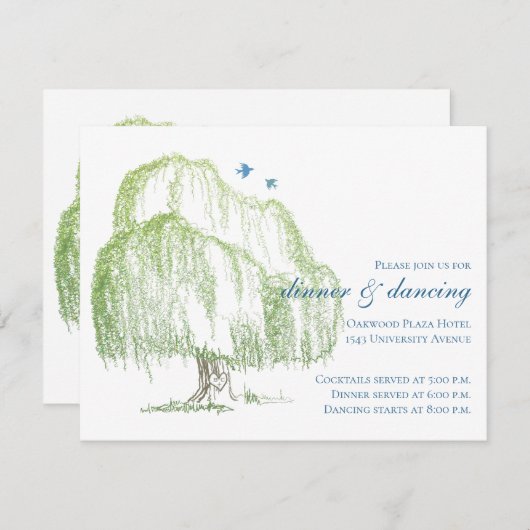 Willow Tree Wedding Reception Card Einladung (Vorne/Hinten)