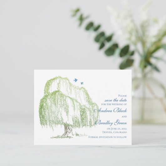 Willow Tree Wedding Save the Date Announcement (Stehend Vorderseite)