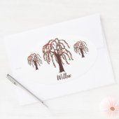 Willow Tree with Hearts - Anpassbar Ovaler Aufkleber (Umschlag)
