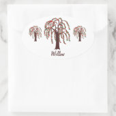 Willow Tree with Hearts - Anpassbar Ovaler Aufkleber (Tasche)
