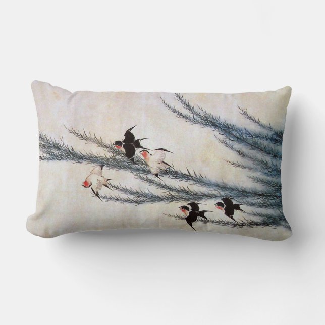 Willow und Swallow, Hokusai Lendenkissen (Vorderseite)