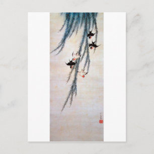 Willow und Swallow, Hokusai Postkarte