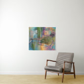 Willow und wisteria am Teich bei Sonnenuntergang Wandteppich (Beispiel (Horizontal))