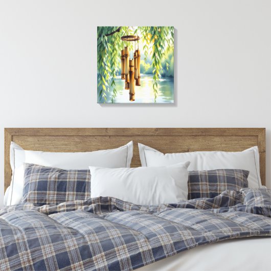 Willow, Windchimes und See Leinwanddruck (Insitu (Schlafzimmer))