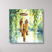 Willow, Windchimes und See Leinwanddruck (Vorderseite)
