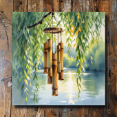 Willow, Windchimes und See Leinwanddruck