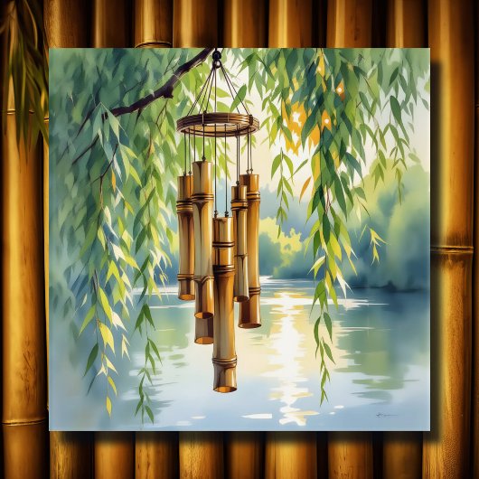Willow, Windchimes und See Poster