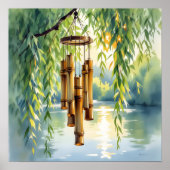 Willow, Windchimes und See Poster (Vorne)