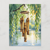 Willow, Windchimes und See Postkarte (Vorderseite)