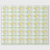 Willow Wreath And Chick Happy Easter Green Gingham Geschenkpapier (Flach)