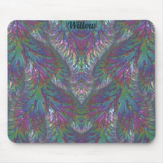 WILLOW ~ Zany Shades Aqua Green Pink Silver Mousepad (Vorne)