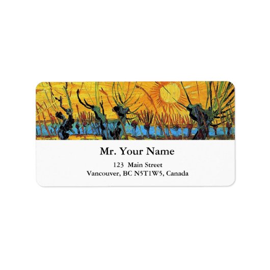 Willows bei Sunset, Vincent van Gogh Adressaufkleber (Vorne)