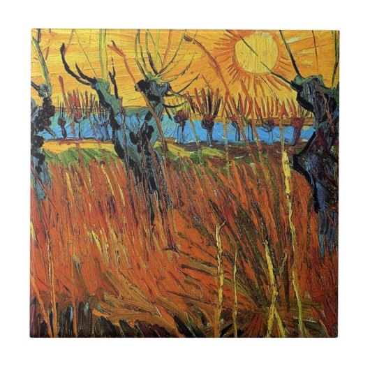 Willows bei Sunset, Vincent van Gogh Fliese (Vorderseite)