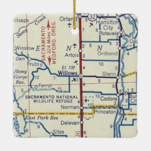 Willows CA Vintag Map Keramikornament