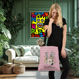 Willow's Graceful Stärke - Boho Floral Monogramm Tragetaschen Mit Langen Trägern