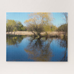 Willows Reeds and Pond im Frühling Puzzle