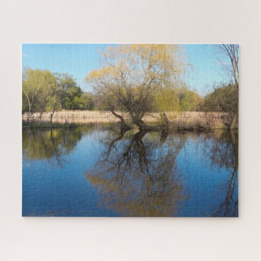 Willows Reeds and Pond im Frühling Puzzle (Horizontal)