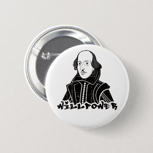 Willpower Will Shakespeare Portrait Button (Vorne & Hinten)