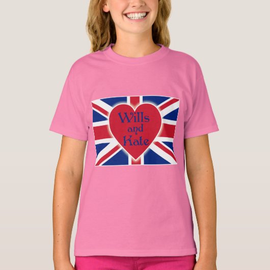 Wills and Kate mit Union Jack on Tshirts, Geschenk T-Shirt (Vorderseite)