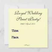 Wills & Kate Royal Wedding Street Party Einladung (Rückseite)