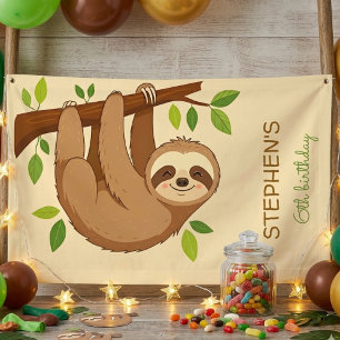 Willst du abhängen? Faultier-Kinder-Geburtstag Banner