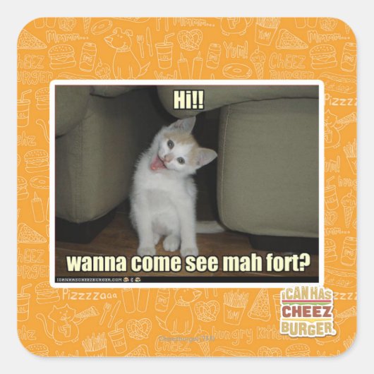 Willst du kommen mah Fort sehen? Quadratischer Aufkleber (Vorderseite)