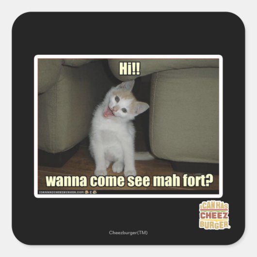 Willst du kommen mah Fort sehen? Quadratischer Aufkleber (Vorderseite)