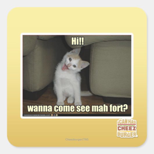 Willst du kommen mah Fort sehen? Quadratischer Aufkleber (Vorderseite)