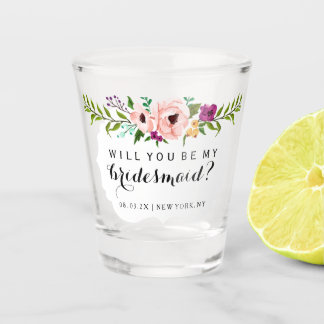 Willst du meine Bridesmaid sein - Blume Crown? Schnapsglas