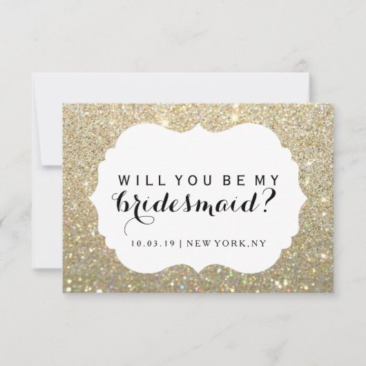 Willst du meine Bridesmaid sein - Gold Fab verklei Einladung (Vorderseite)