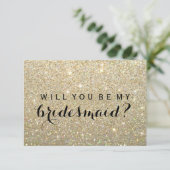 Willst du meine Bridesmaid sein - Gold Glitzer Fab Einladung (Stehend Vorderseite)
