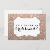 Willst du meine Bridesmaid sein - Rose Gold Glitze Einladung (Vorne/Hinten)