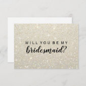 Willst du meine Bridesmaid sein - White Gold Glitz Einladung (Vorne/Hinten)