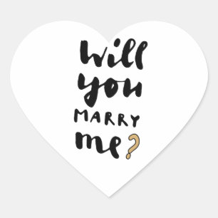 Willst du mich heiraten Herz-Aufkleber