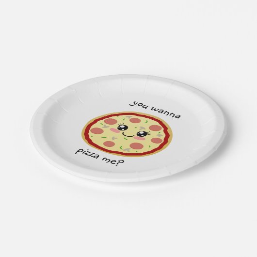 Willst du mich pizza? pappteller (Schrägansicht)