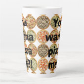 "Willst du mir Pizza pizzen?" Milchtasse (Vorderseite)
