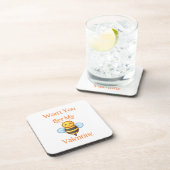 Willst du nicht mein Valentin mit einer Biene sein Getränkeuntersetzer (Rechte Seite)