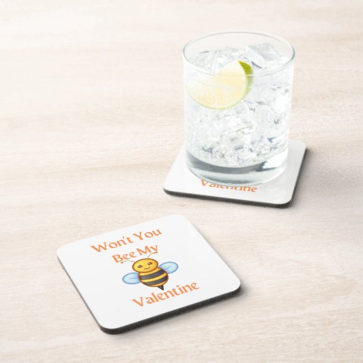 Willst du nicht mein Valentin mit einer Biene sein Getränkeuntersetzer (Rechte Seite)
