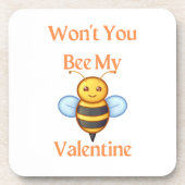 Willst du nicht mein Valentin mit einer Biene sein Getränkeuntersetzer (Vorderseite)