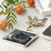 Willy Boy Majestic Long-Haired Grey Cat Schlüsselanhänger (Seite)