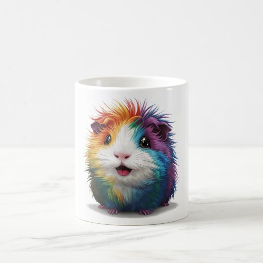 "Willy Guinea Pig: Vibrant Rainbow Hair" Kaffeetasse (Mittel)