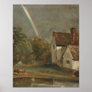 Willy Lotts Hütte mit einem Regenbogen Poster
