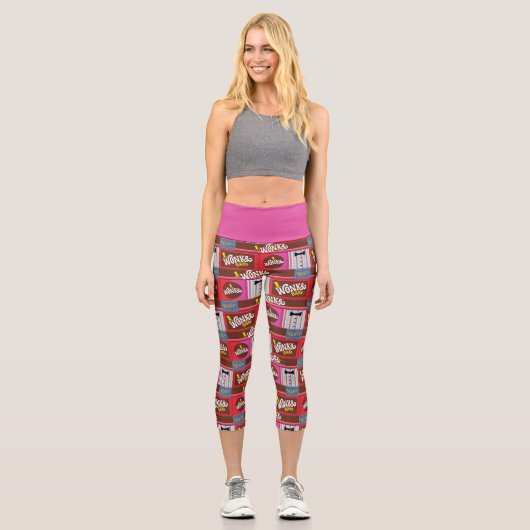 Willy Wonka Candy Pattern Capri Leggings (Vorderseite)