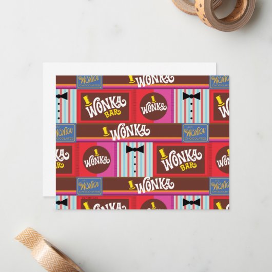Willy Wonka Candy Pattern Mitteilungskarte (Vorderseite/Rückseite Beispiel)