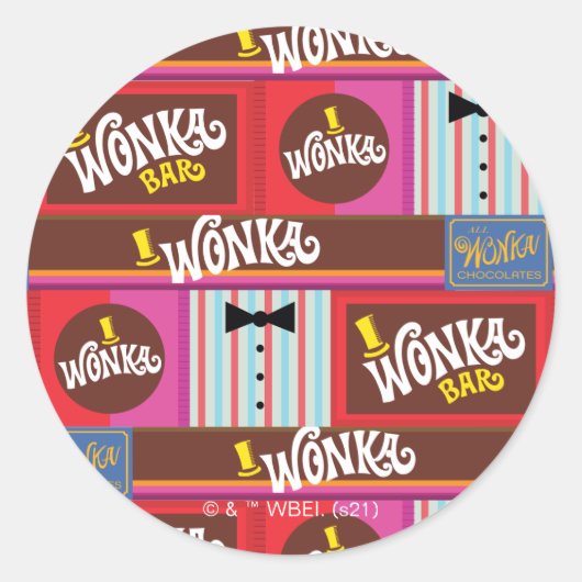 Willy Wonka Candy Pattern Runder Aufkleber (Vorderseite)